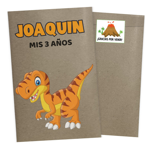 30 Bolsitas Kraft Dinosaurios Dinos Personalizado Cumpleaños