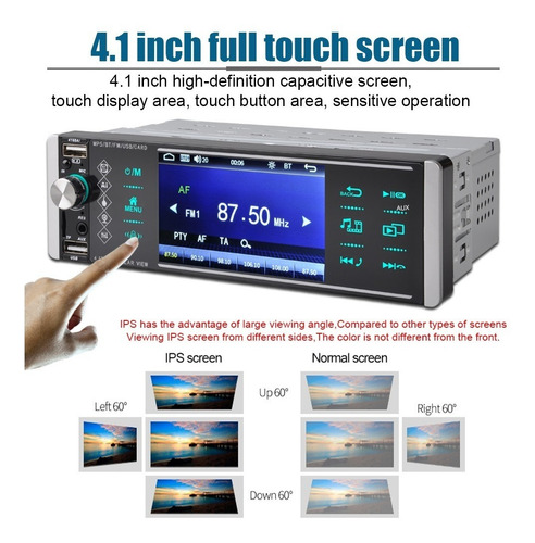 Radio Auto 1 Din Pantalla 4.1 Bluetooth Mp3 Usb Control