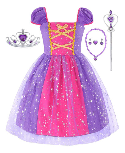 Knemmy Rapunzel Disfraz Para Niñas Princesa Rapunzel Vestir 