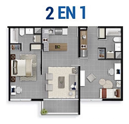 Departamento 2 En 1, Con 1e / 1b - Stgo Centro