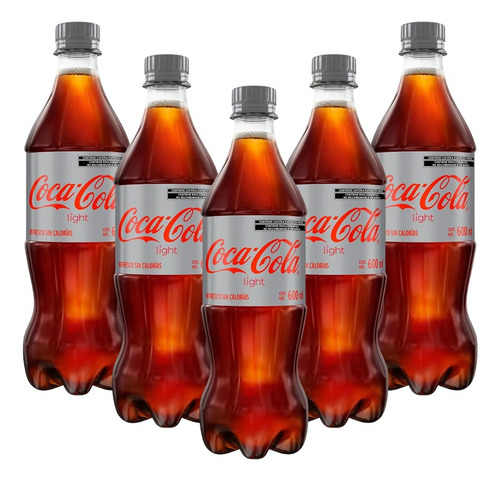 Refresco Coca Cola Light 5 Pzs De 600 Ml C/u