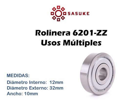 Rolinera Rodamiento 6201 Zz Sello Metal