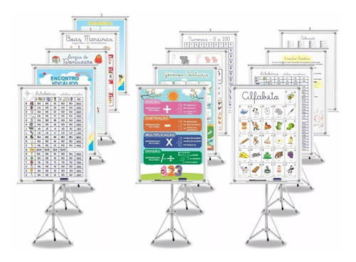 Impressão Banner Educativo Pedagógico Kit C/ 4 Unidades ( Sílabas Simples, Complexas, Tabuada, Etc) - 4 Unidades