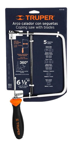 Arco Calador Para Segueta 6¨ Incluye 5 Seguetas Extra Finas.