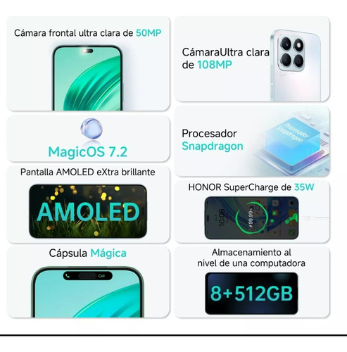 Honor X8b, 8 + 512gb, Color Aquamarino Azul Petróleo
