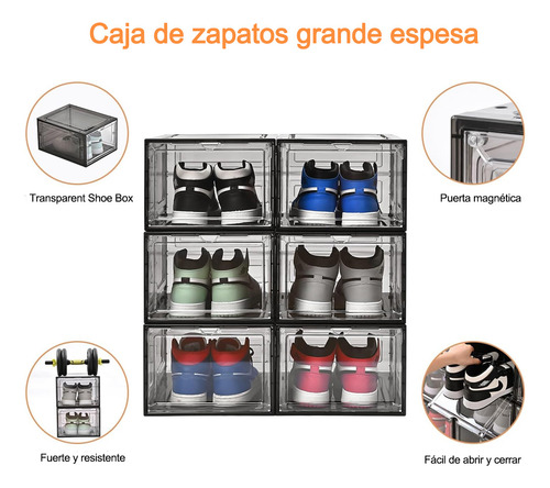 Zapatos Apilables Resee Estantes Plasticos Transparentes 6 Piezas Gris De Abs