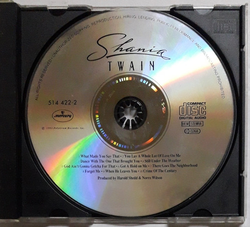 Shania Twain Cd Shania Twain (sin Carátulas) 1993