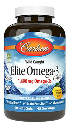 Omega Carlson Labs Wild Caught Elite Omega-3, 1600mg, Soft Gels