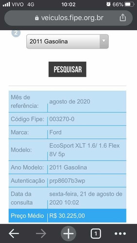 Ford Ecosport 1.6 Xlt Flex 5p Modelo 2011 - Super Completa