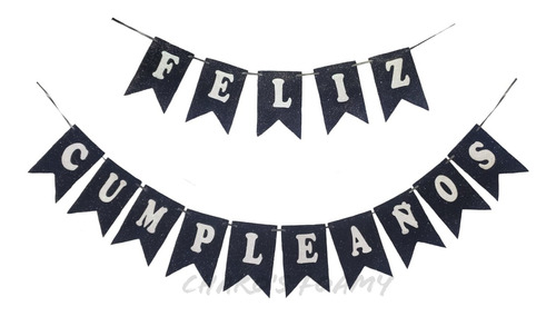 Letrero Tipo Banner Feliz Cumpleaños De Foami Diamantado 2pz