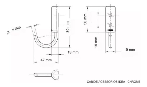 Cabide Idea Cromado Acessórios Banheiro Cromado