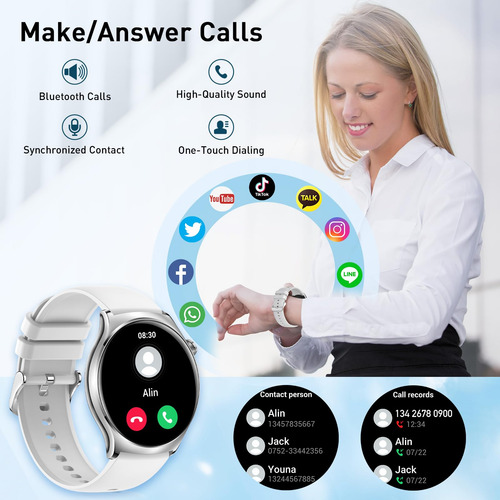 Reloj Inteligente Para Hombres Y Mujeres, Relojes Inteligentes Amoled De 1.4 Pulgadas Con Llamada Bluetooth, Seguimiento De Fitness Con Monitor De Sue