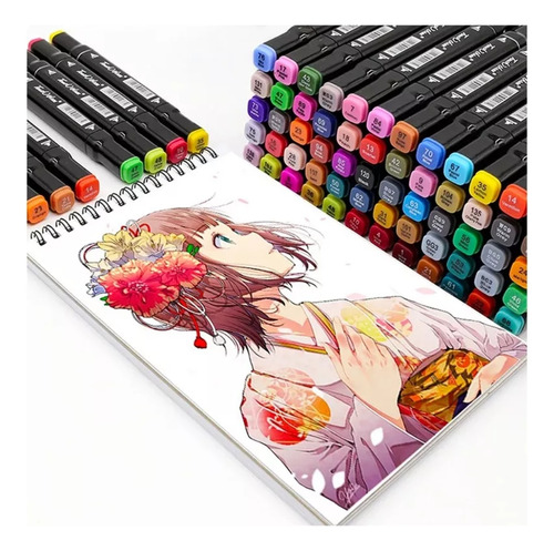Marcadores Touch Doble Punta Para Dibujo Anime X120 +estuche