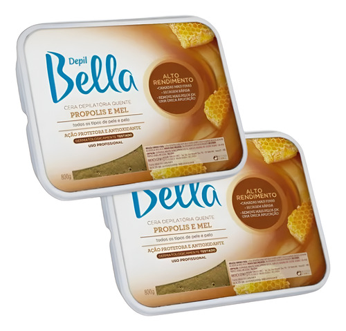 Kit 2 Cera Depilatória Quente Própolis E Mel 800g Depilbella