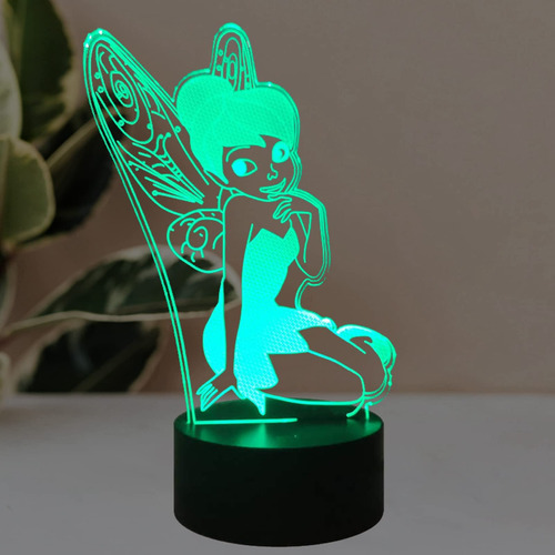 Luz Nocturna Led 3d Peter Pan Tinkerbell Lampara Escritorio