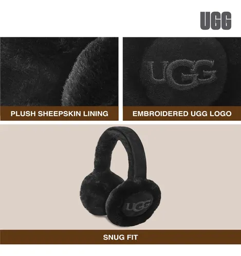 Earmuffs Ugg Water Resistant Sheepskin Black Women