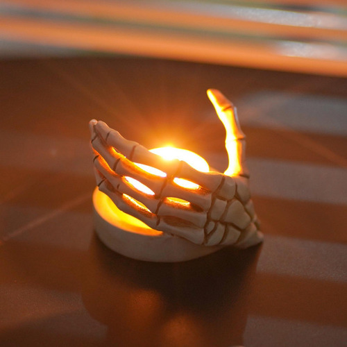 Portavelas De Mano Con Calavera Soporte De Candelabro De Res