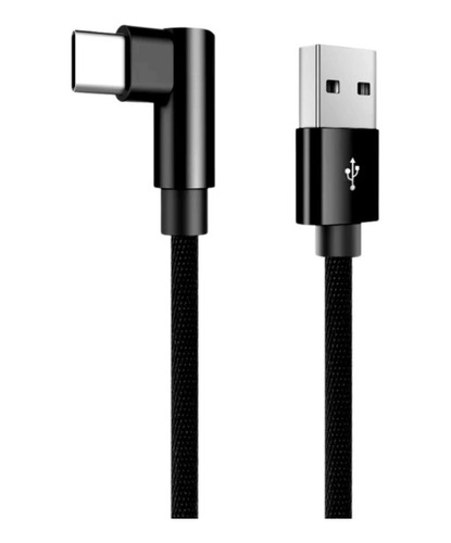 Cable Usb Tipo-c Carga Rápida Reforzado Mallado 90 Grados