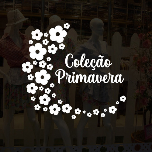 Kit 2 Adesivos Coleção Primavera Flores Para Vitrine Branco