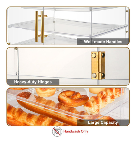 Vitrina De Pastelería Acrílica 3 Niveles Con Puerta