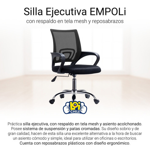 Silla de escritorio Empoli EM-3043 ergonómica  negra con tapizado de mesh