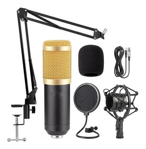 Kit Microfone Condensador Braço Articulado Pop Filter Flex Cor Padrão