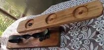 Comprar Portavelas De Hierro Y  Madera Soporte Para 3 Velas Marrón Negro