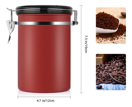 Recipiente Para Latas De Café Rojo, Grande, Hermético, De Ac