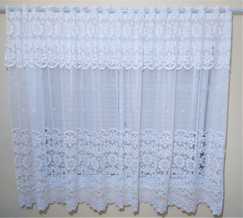 Cortina De Renda Branca 3,20 M X 1,50 M Beija Flor Stilo Cor Branco