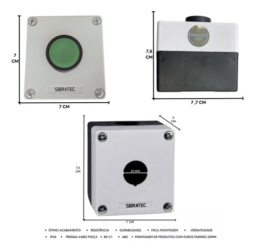 40x Botoeira Caixa Plástica Com Botão De Pulso 22mm Verde