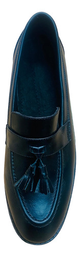 Zapato Mocasin Loafer Sliper De Piel Negro Cordones