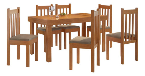 Juego Comedor Madera 6 Sillas Tapizadas LG Amoblamientos