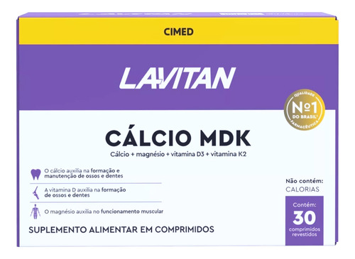 Suplemento Alimentar Em Comprimido Cálcio Mdk Com 30 Comprimidos Revestidos Sem sabor Lavitan