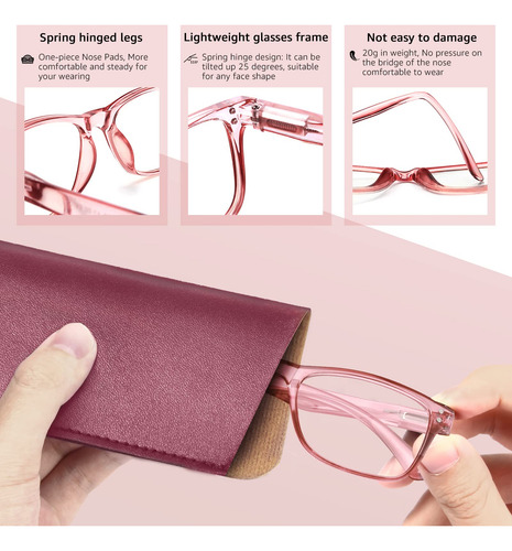 Lentes De Lectura Bloqueo Luz Azul Anteojos Cuadrados 5 Pare