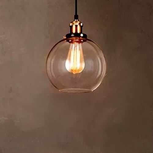 Imagen 2 de 7 de Colgante 1 Luz Vidrio Vintage Deco Retro Redondo Tribeca