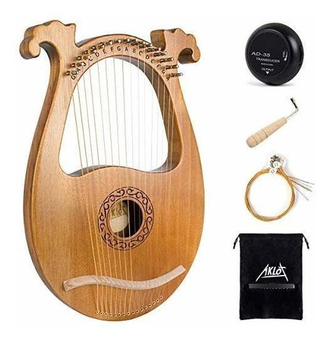 Lyre Harp 16 Cuerdas De Metal Caoba Cuerpo Lyra Arpa Con Sil