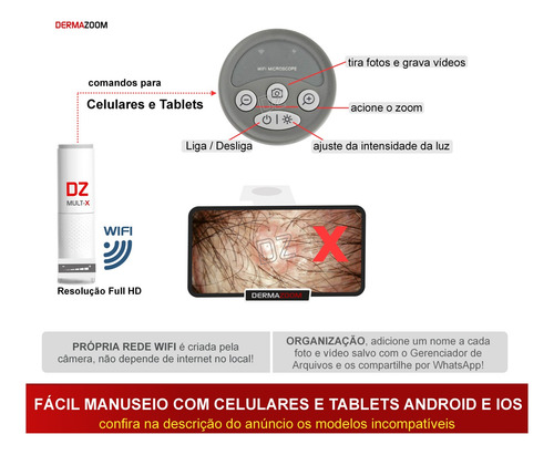 Câmera Análise Dermazoom Wifi Mult-x Android Ios Windows Mac