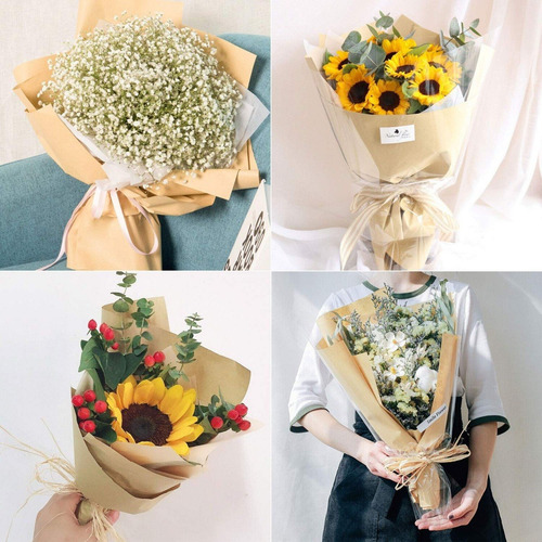 Imagen 8 de 8 de 20 Hojas De Papel Kraft Para Envolver Flores Regalos 60x60cm