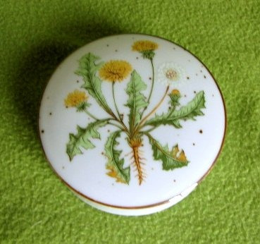 Antiguo Joyerito De Porcelana Con Flor De Diente De Leon