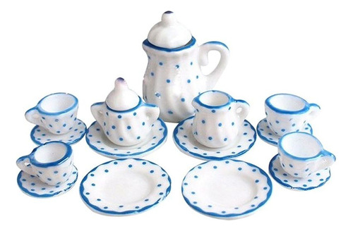 Juego De Té De Porcelana Con Forma De Flor Azul, 12 Unidades