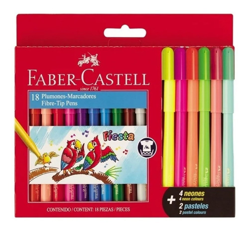 Marcadores Faber Castell Fiesta X17 Incluye 3 Neon 2 Pastel