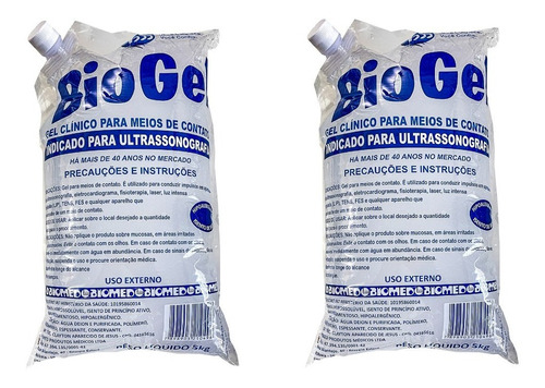 Kit C/ 2 Gel Clinico Contato Condutor Pele Ultrassom Bag 5kg