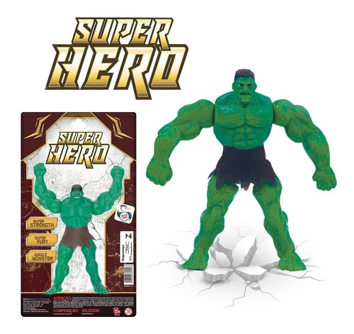 Super Hero Brinquedo Boneco Vingador Forte Verde Incrível