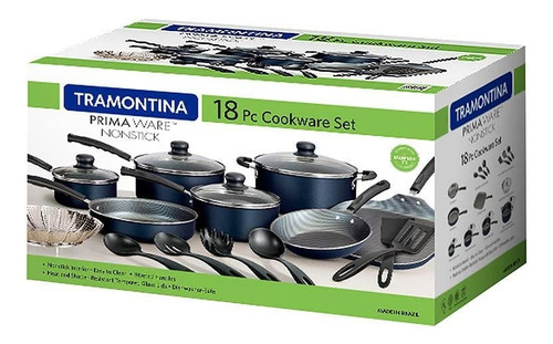Batería De Cocina Tramontina Primaware 18 Pzas Azul