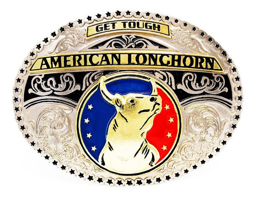 Fivela Longhorn Country American Touro Original Peao Cowboy 