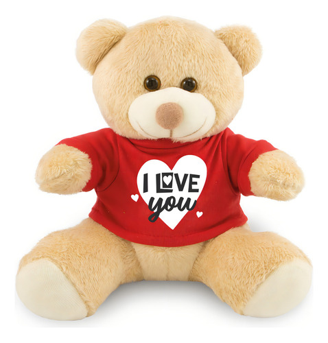 Ursinho Apaixonado De Camiseta 30cm Anti-alérgico Cor Caramelo