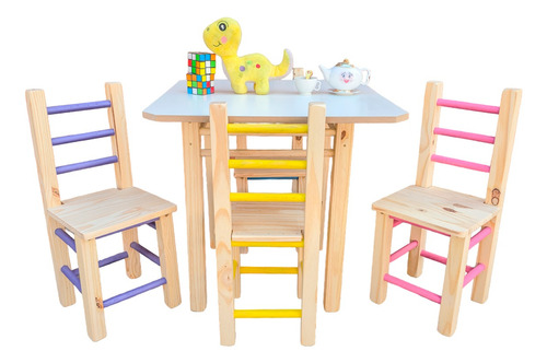 Mesa Mesinha Com 4 Cadeira Infantil Colorida: Para Crianças