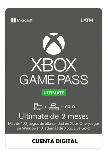 Imagen 1 de 7 de Xbox Live Gold + Game Pass Ultimate 2 Meses Envío Inmediato