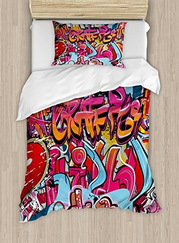 Ambesonne Gráfico Duvet Cover Set, Spray De Hip Hop Culture 