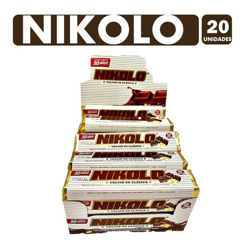 Nikolo - Barras De Chocolate Con Maní De Arcor(caja Con 20u)